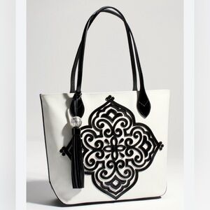 Brighton Starla medallion Black and White Tote Bag